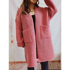 Oversized chunky knit open-front cardigan with long sleeves for women