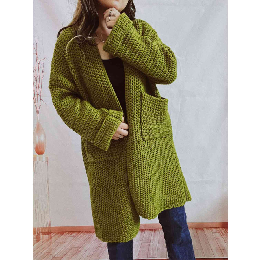 Oversized chunky knit open-front cardigan with long sleeves for women