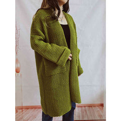 Oversized chunky knit open-front cardigan with long sleeves for women