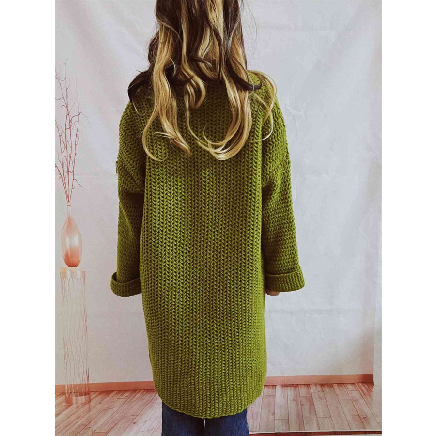 Oversized chunky knit open-front cardigan with long sleeves for women