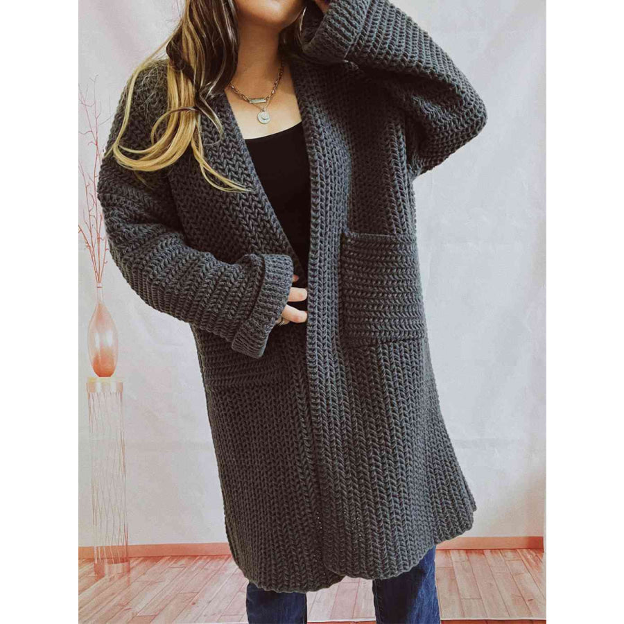 Oversized chunky knit open-front cardigan with long sleeves for women