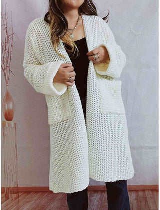 Oversized chunky knit open-front cardigan with long sleeves for women