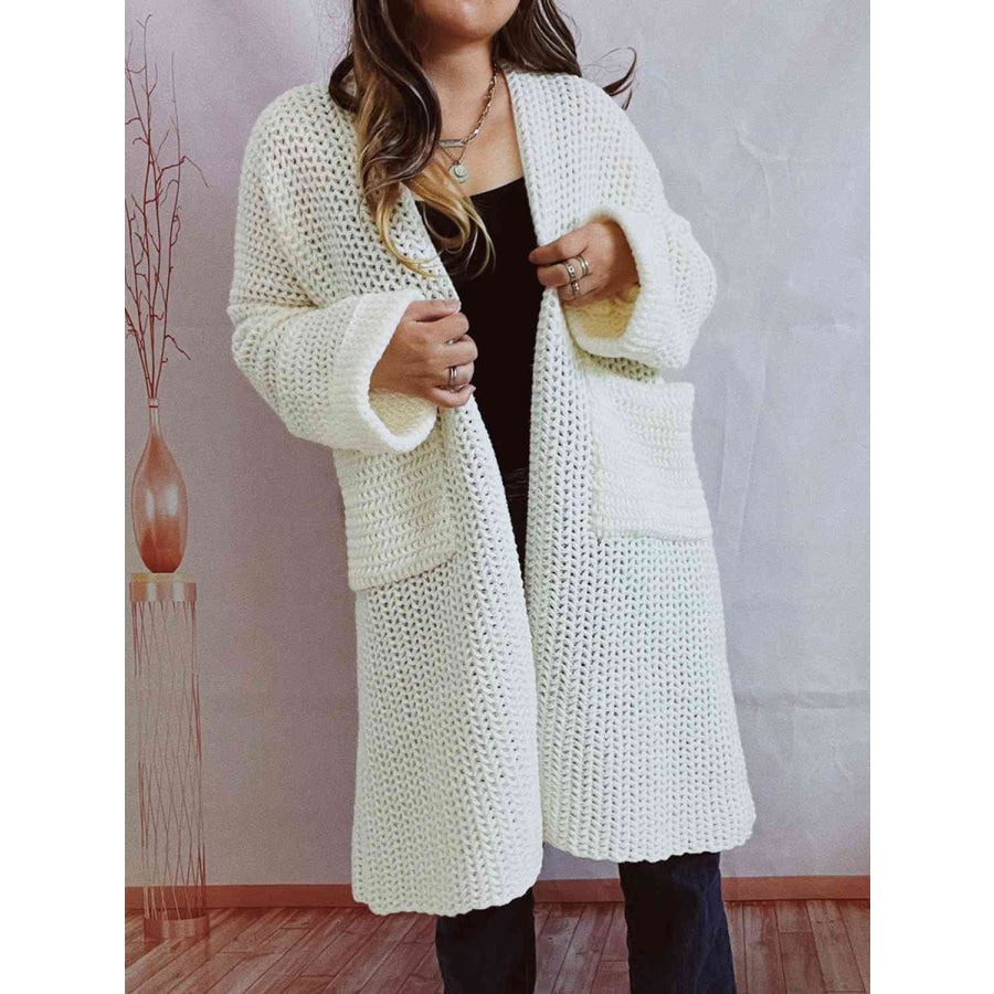 Oversized chunky knit open-front cardigan with long sleeves for women