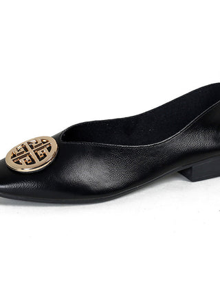 Leather square-toe flats shown in black, brown, green, beige and red