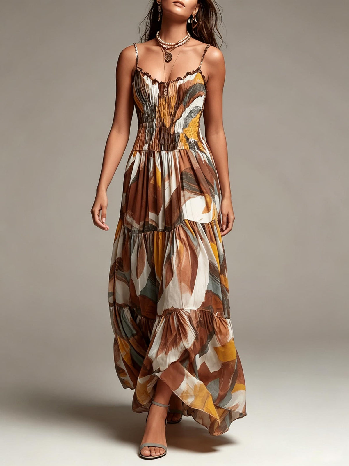 Cordelia™ Abstract Print Tiered Maxi Dress