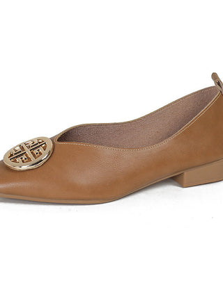 Leather square-toe flats shown in black, brown, green, beige and red