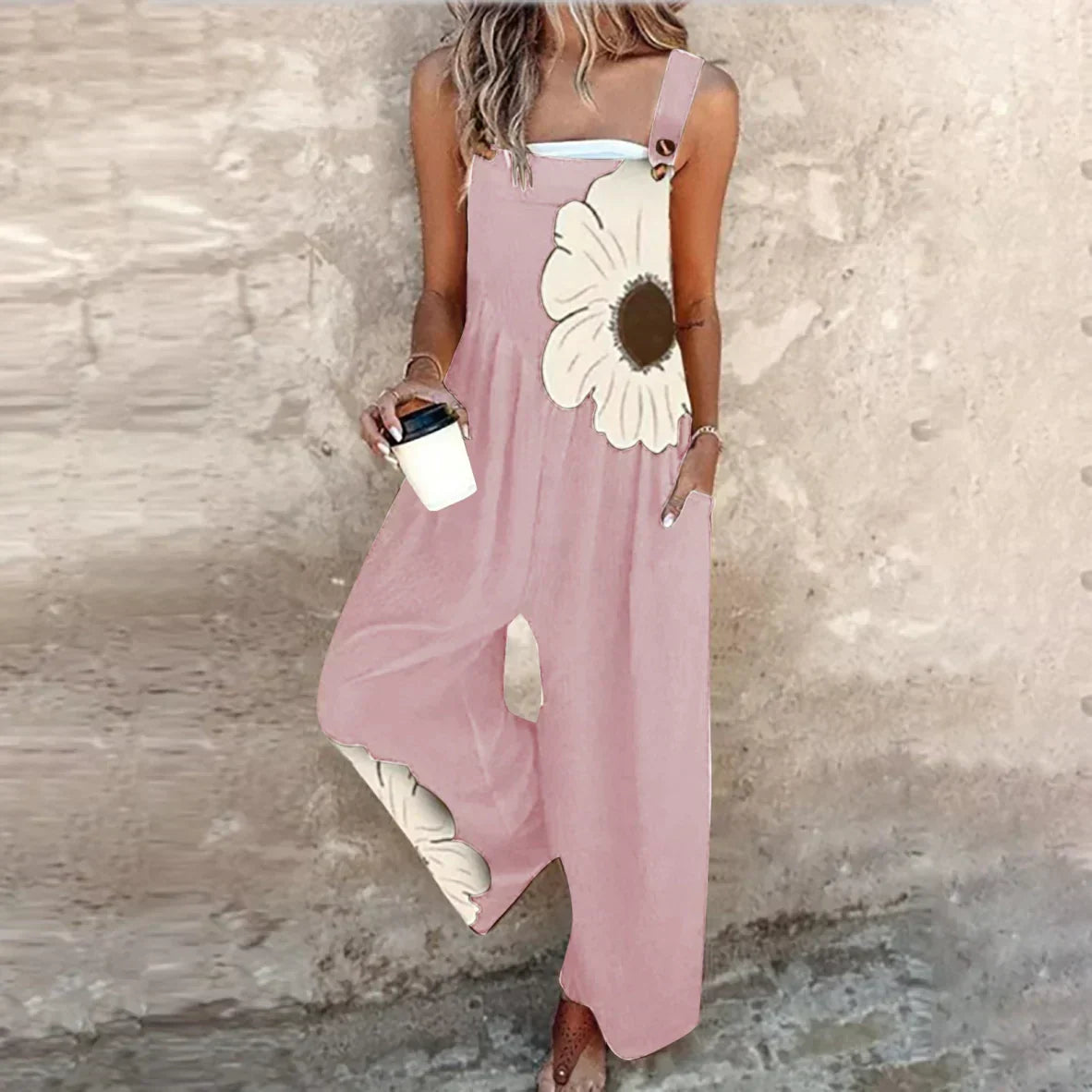 Everly | Printed Wide-Leg Jumpsuit with Adjustable Straps
