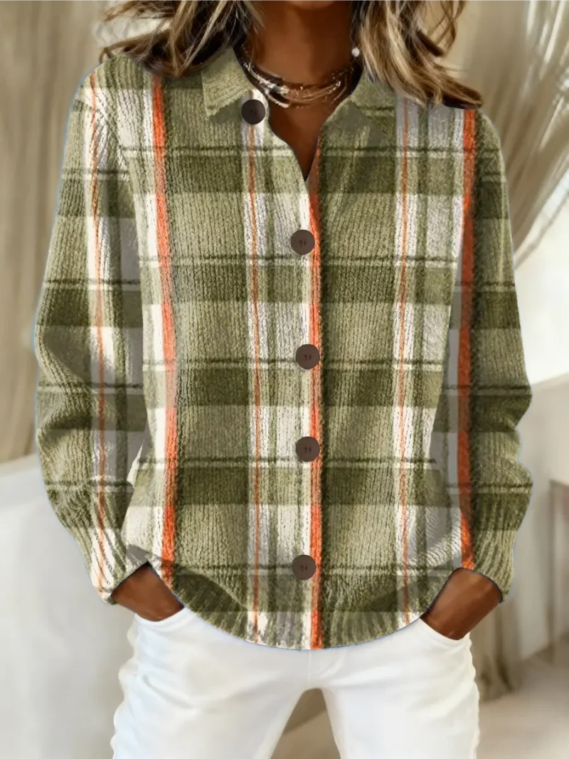 Hazel™ | Women's Olive Plaid Button Cardigan
