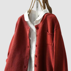 Women's cozy knit cardigan with subtle texture, shown in yellow