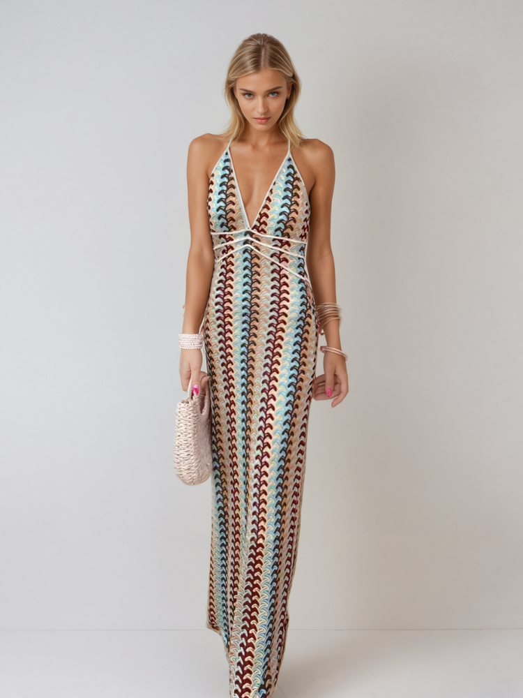 Natalie | Backless V-Neck Maxi Dress