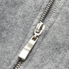 Light gray oversized open collar knit cardigan with ribbed trims