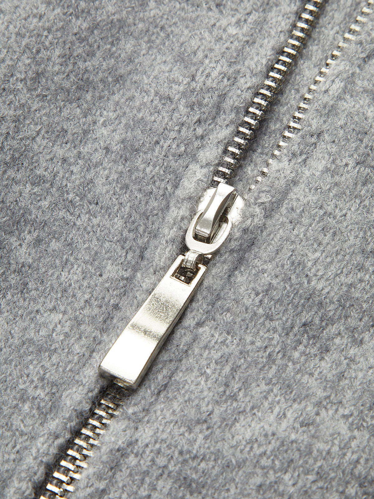 Light gray oversized open collar knit cardigan with ribbed trims