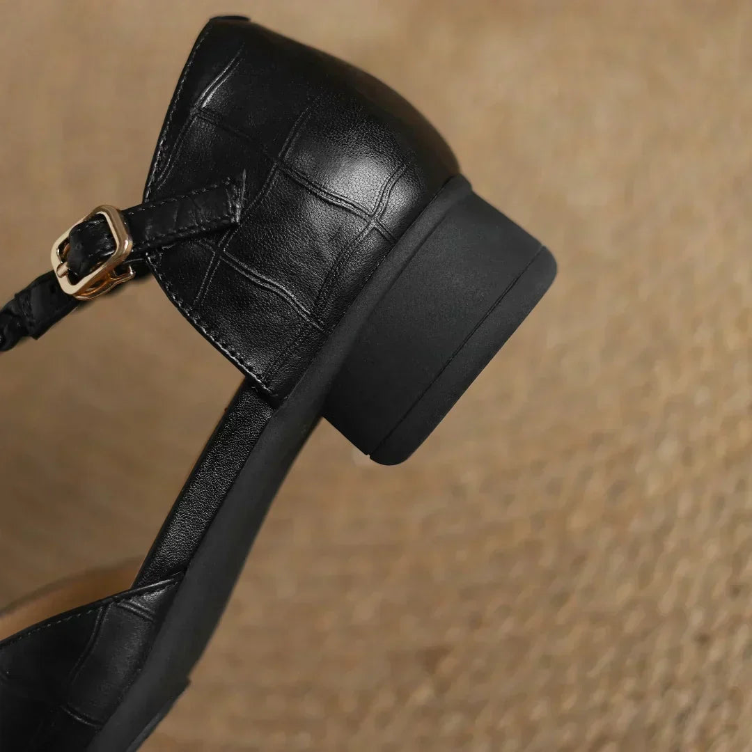 Margot | Women's Leather T-Strap Mary Jane Flats
