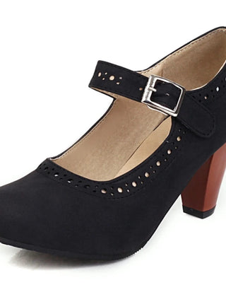 Genevieve Mary Jane heels with adjustable instep strap and rounded toe in several colours