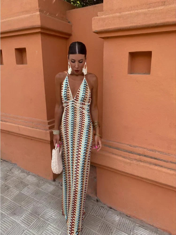 Natalie | Backless V-Neck Maxi Dress