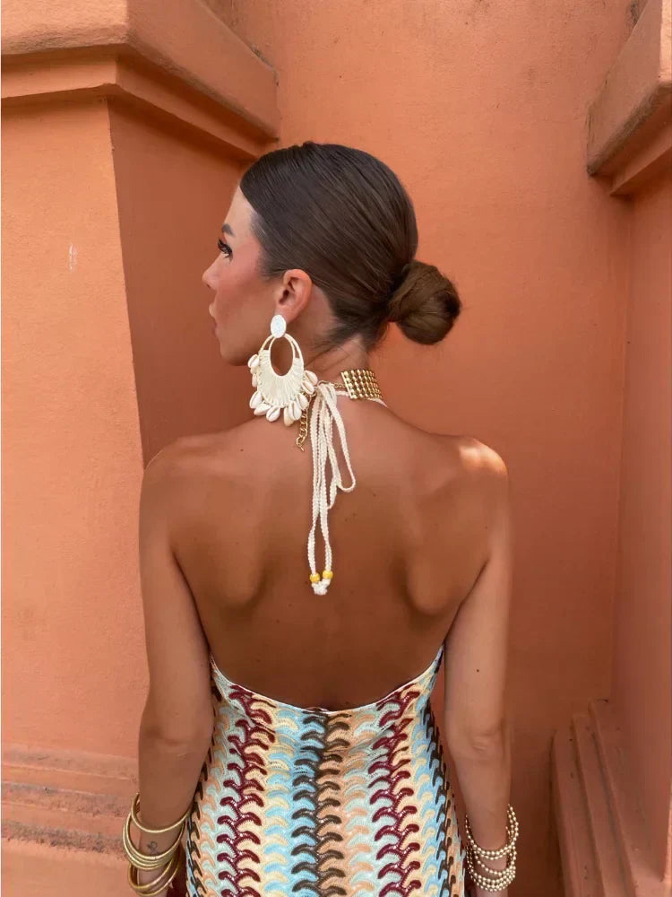 Natalie | Backless V-Neck Maxi Dress