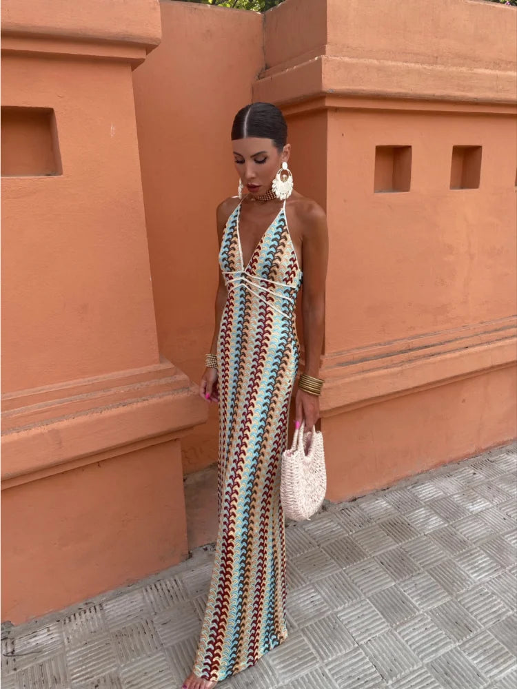 Natalie | Backless V-Neck Maxi Dress