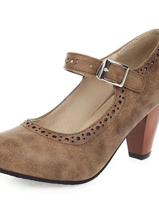 Genevieve Mary Jane heels with adjustable instep strap and rounded toe in several colours