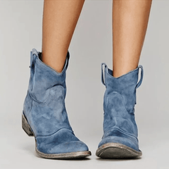 Reva western pull-on ankle boots with side pull loops and a low block heel
