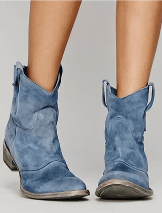 Reva western pull-on ankle boots with side pull loops and a low block heel