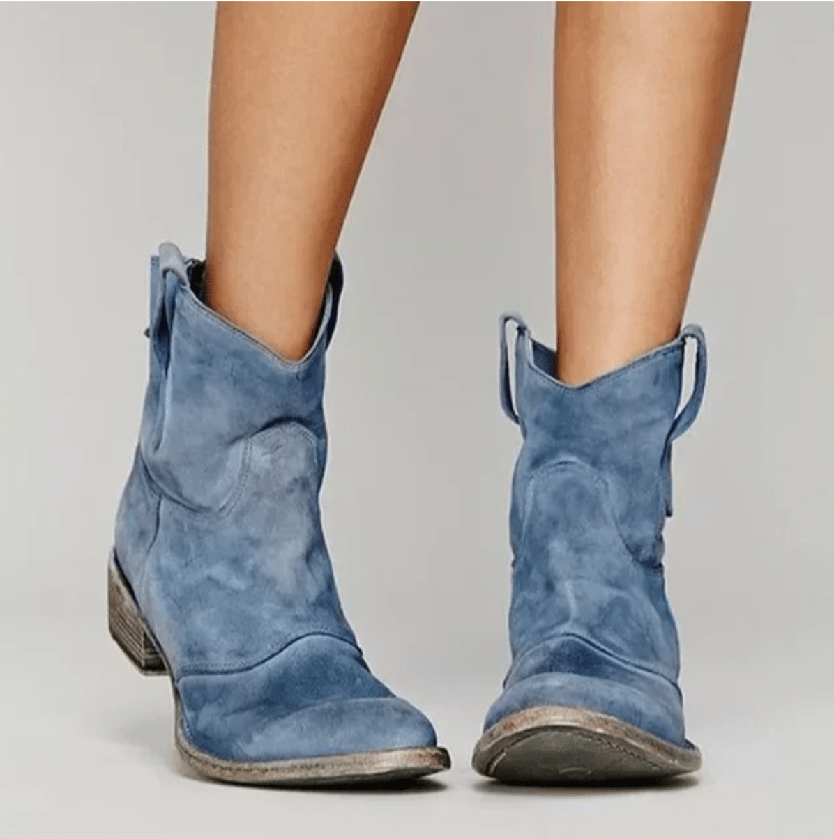 Reva western pull-on ankle boots with side pull loops and a low block heel