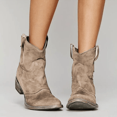 Reva western pull-on ankle boots with side pull loops and a low block heel