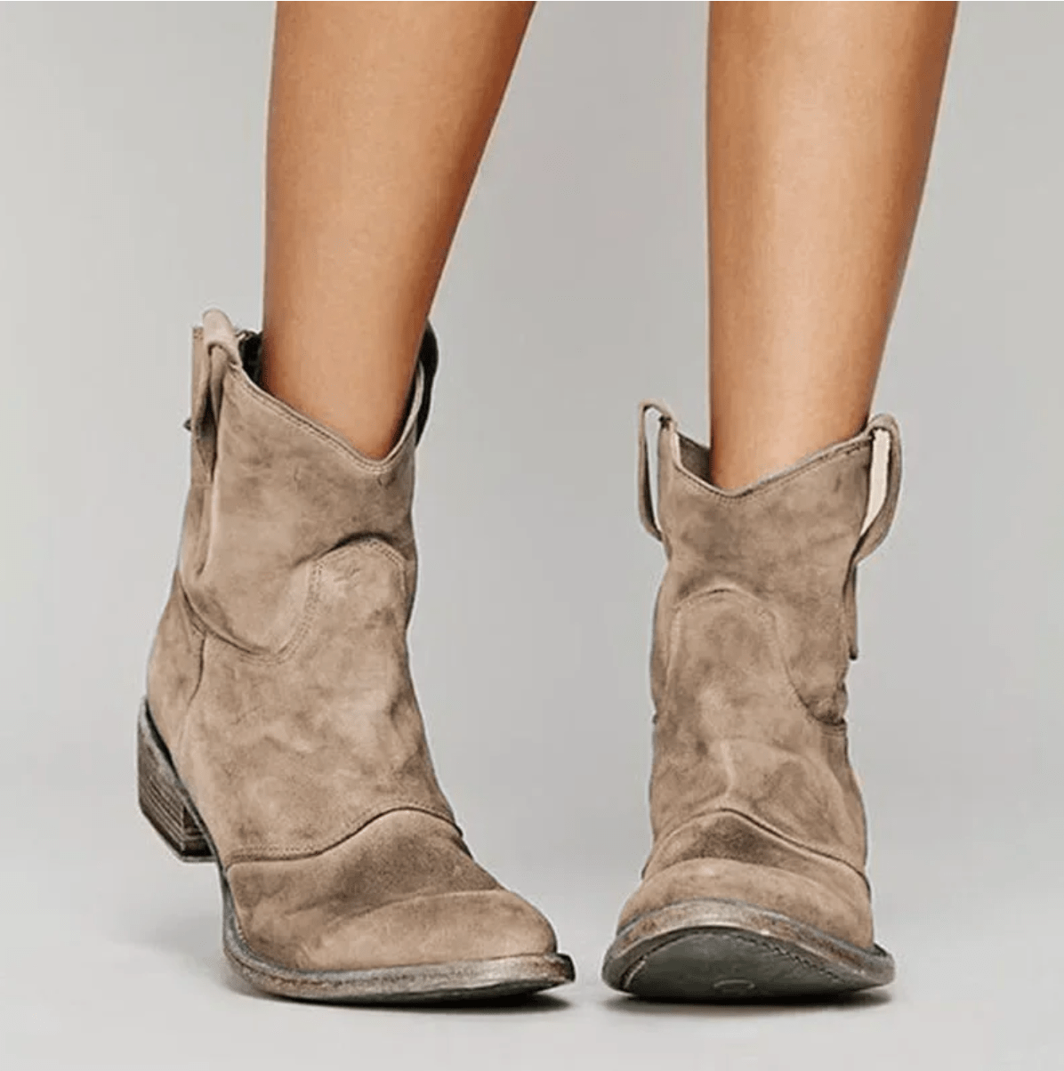 Reva western pull-on ankle boots with side pull loops and a low block heel