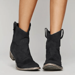 Reva western pull-on ankle boots with side pull loops and a low block heel
