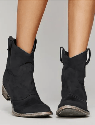 Reva western pull-on ankle boots with side pull loops and a low block heel