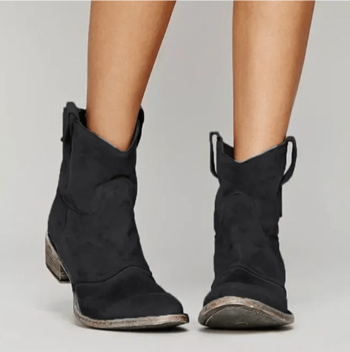 Reva western pull-on ankle boots with side pull loops and a low block heel