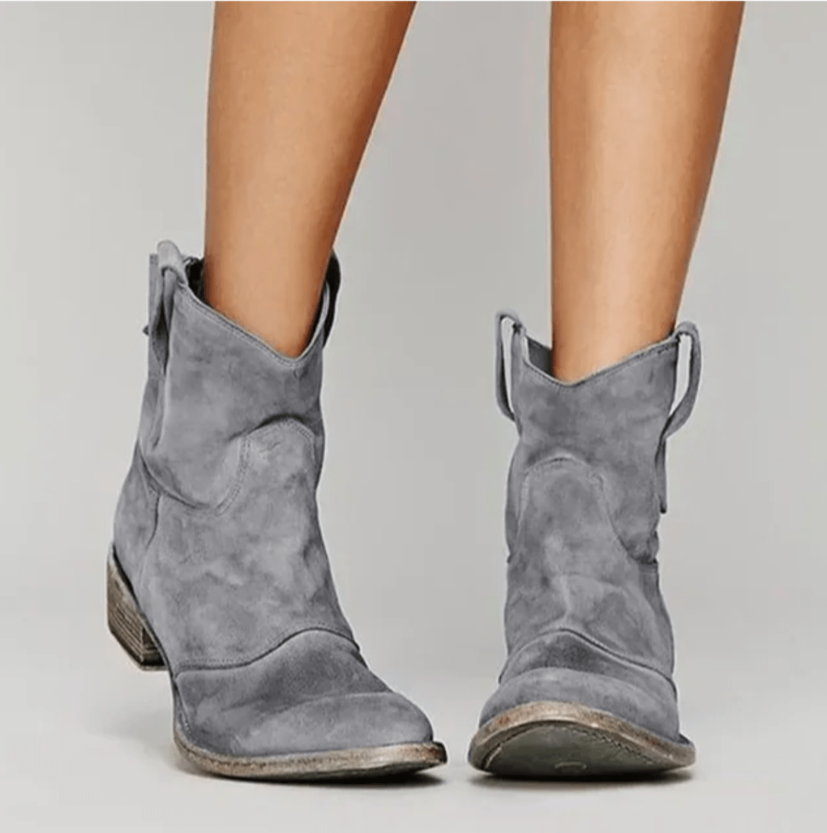 Reva western pull-on ankle boots with side pull loops and a low block heel