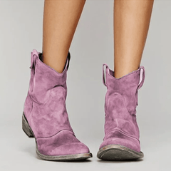 Reva western pull-on ankle boots with side pull loops and a low block heel