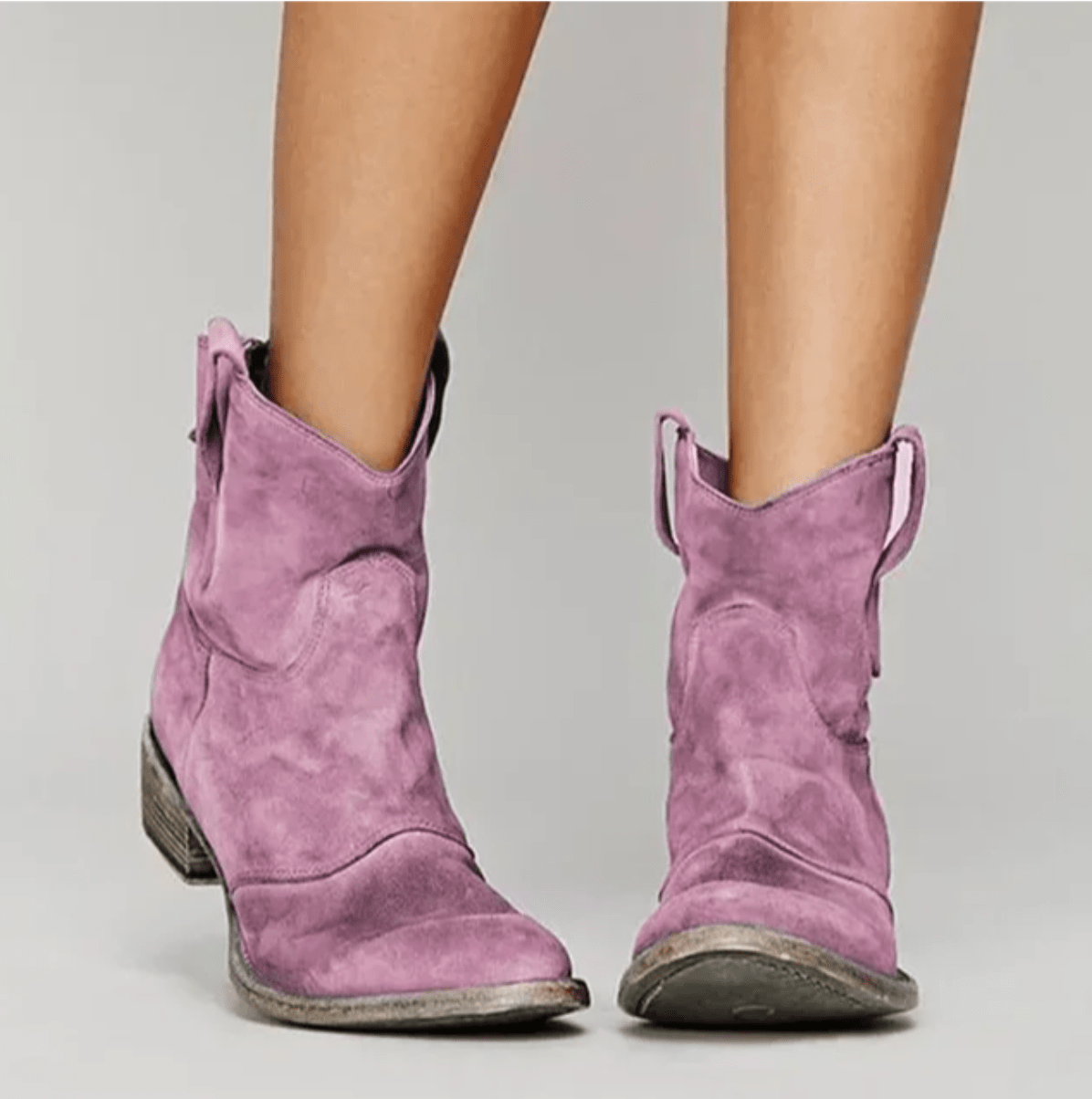 Reva western pull-on ankle boots with side pull loops and a low block heel