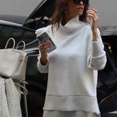 Women's relaxed long-sleeve top and wide-leg pants outfit set in Burgundy and Cream