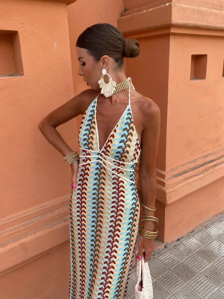 Natalie | Backless V-Neck Maxi Dress