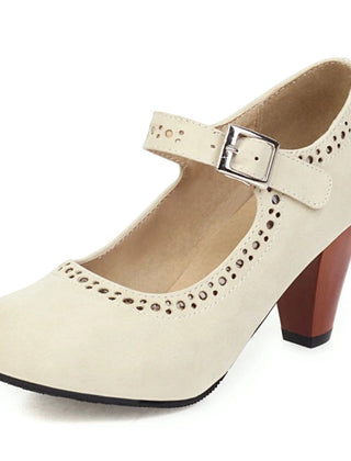Genevieve Mary Jane heels with adjustable instep strap and rounded toe in several colours