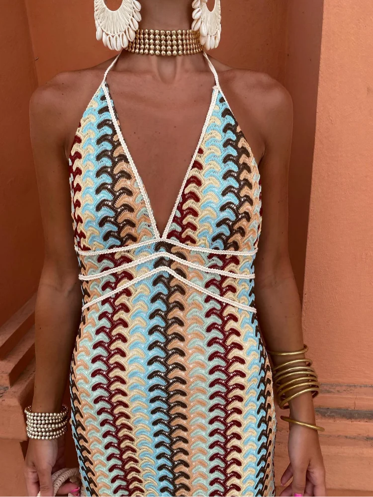 Natalie | Backless V-Neck Maxi Dress