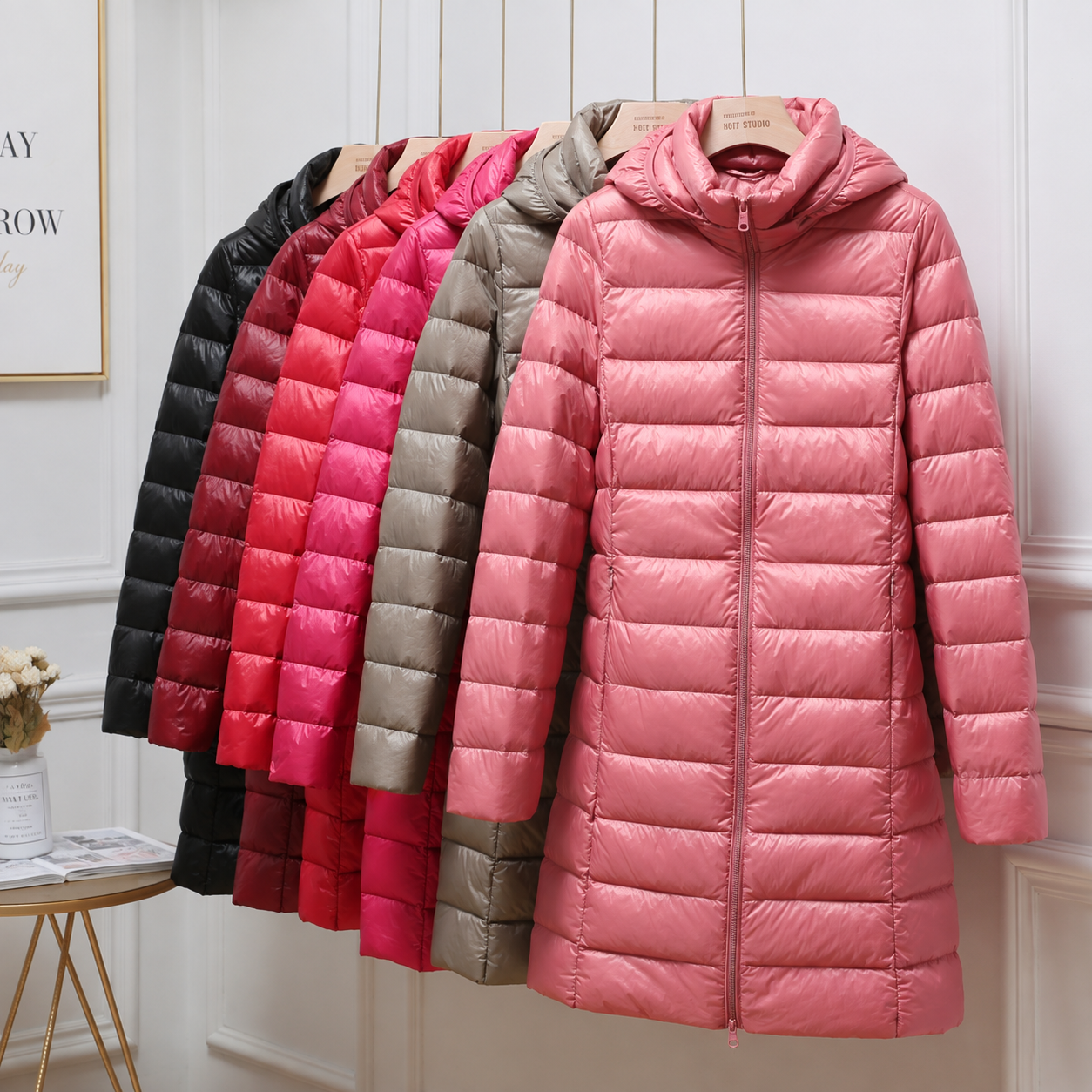 Women's lightweight everyday jacket with removable hood shown in multiple colours