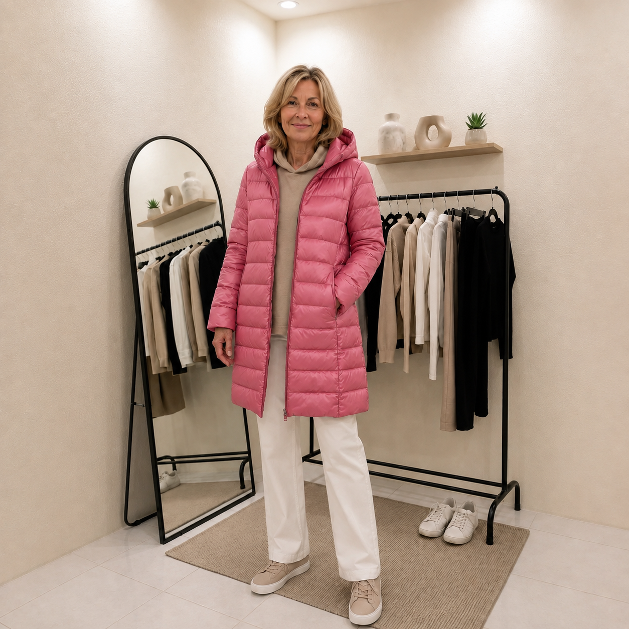 Women's lightweight everyday jacket with removable hood shown in multiple colours