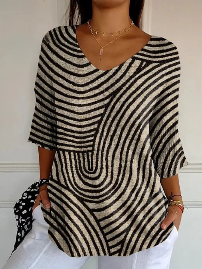 Cecily | Artful Line-Print Top
