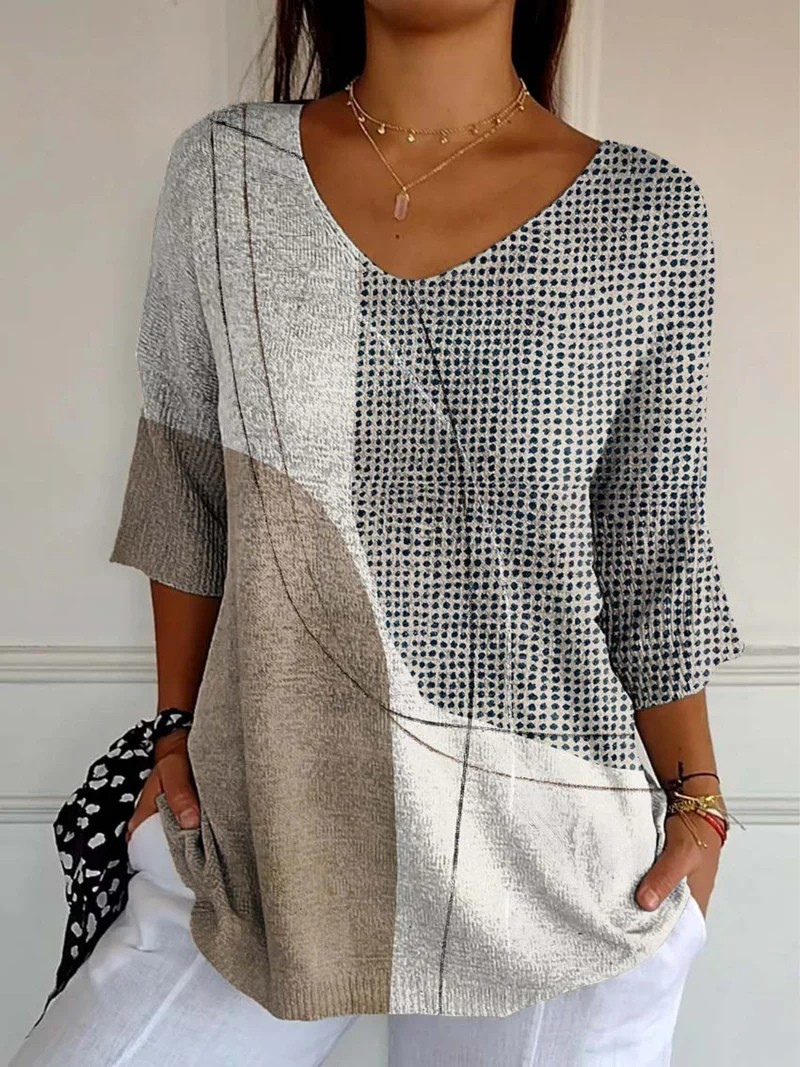 Diane | Colorblock Print Pullover