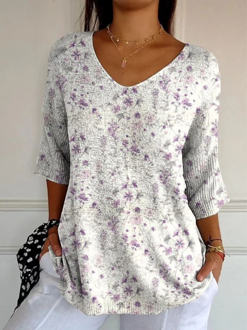 Elodie | Floral Draped V-Neck Top