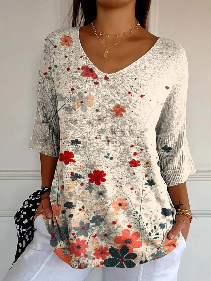Clementine | Floral V-Neck Tunic Top