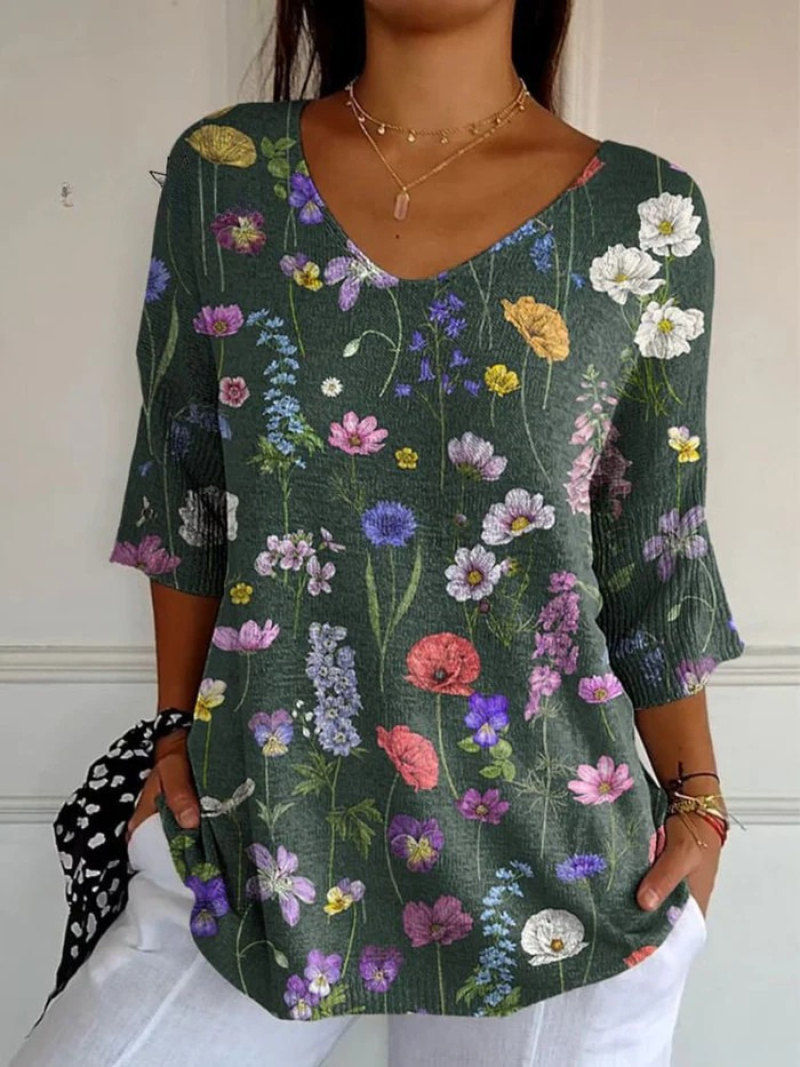 Coralie | Botanical Bloom V-Neck Tunic