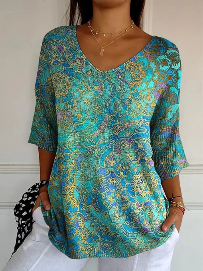 Selina | Mandala Print Draped Top