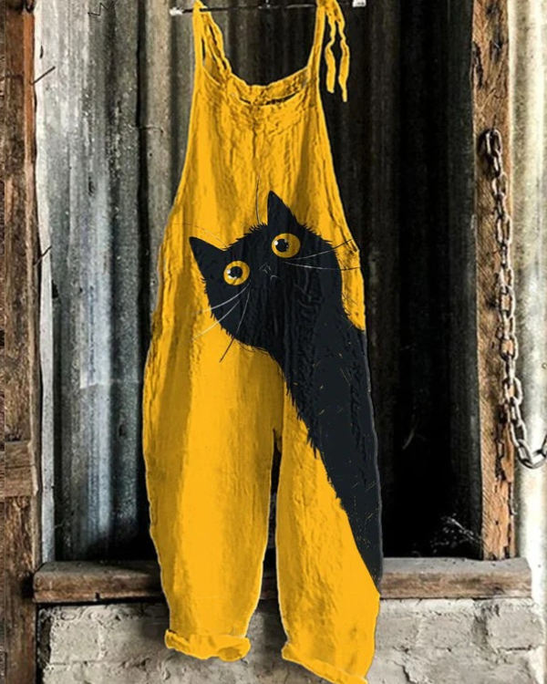 Reese | Black Cat Print Overall