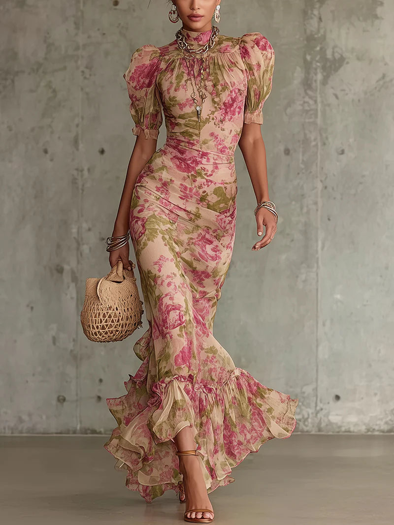 Fiora | Vintage Rose Maxi Dress
