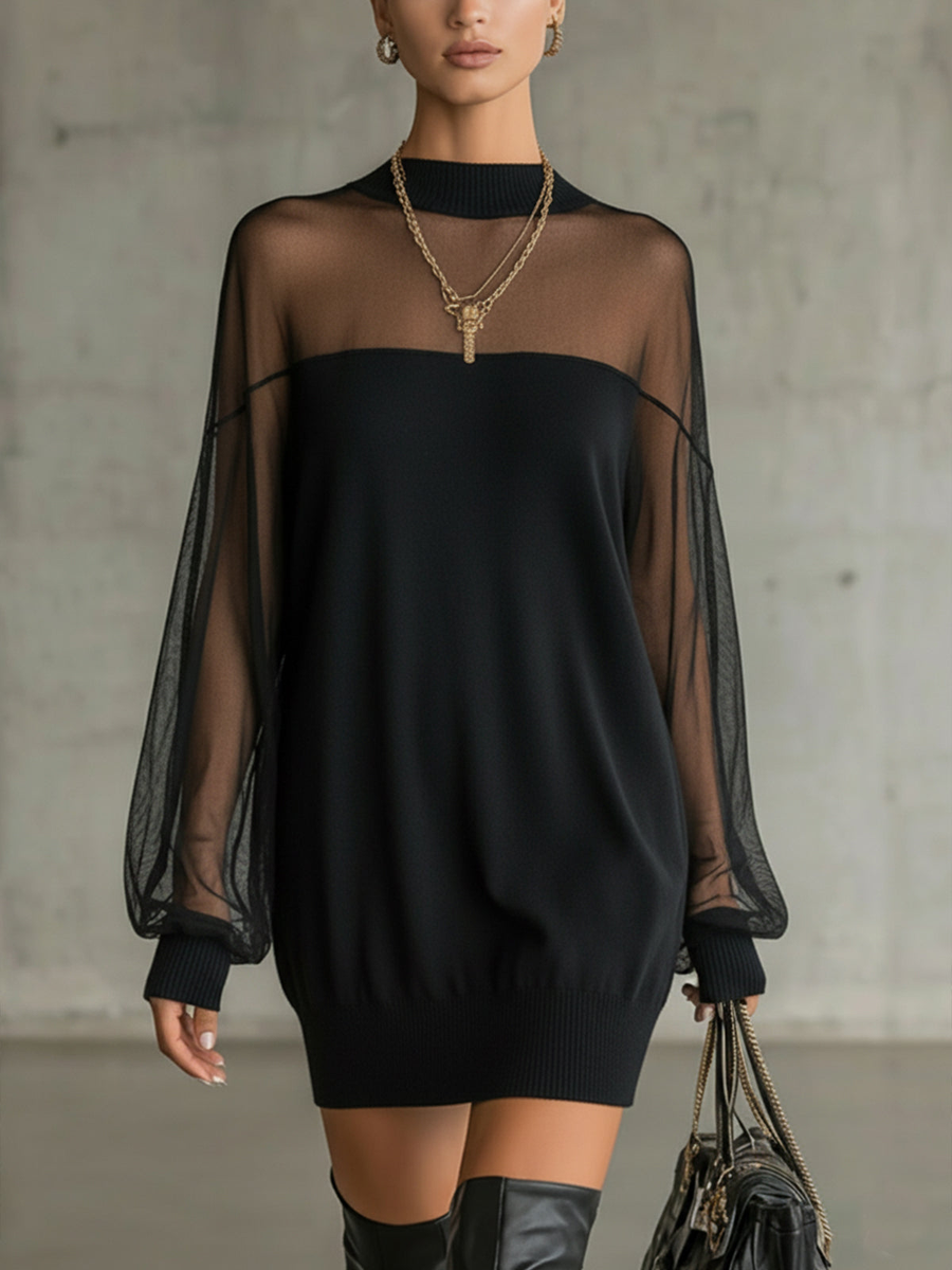 Amélie | Elegant Mesh Sleeve Dress