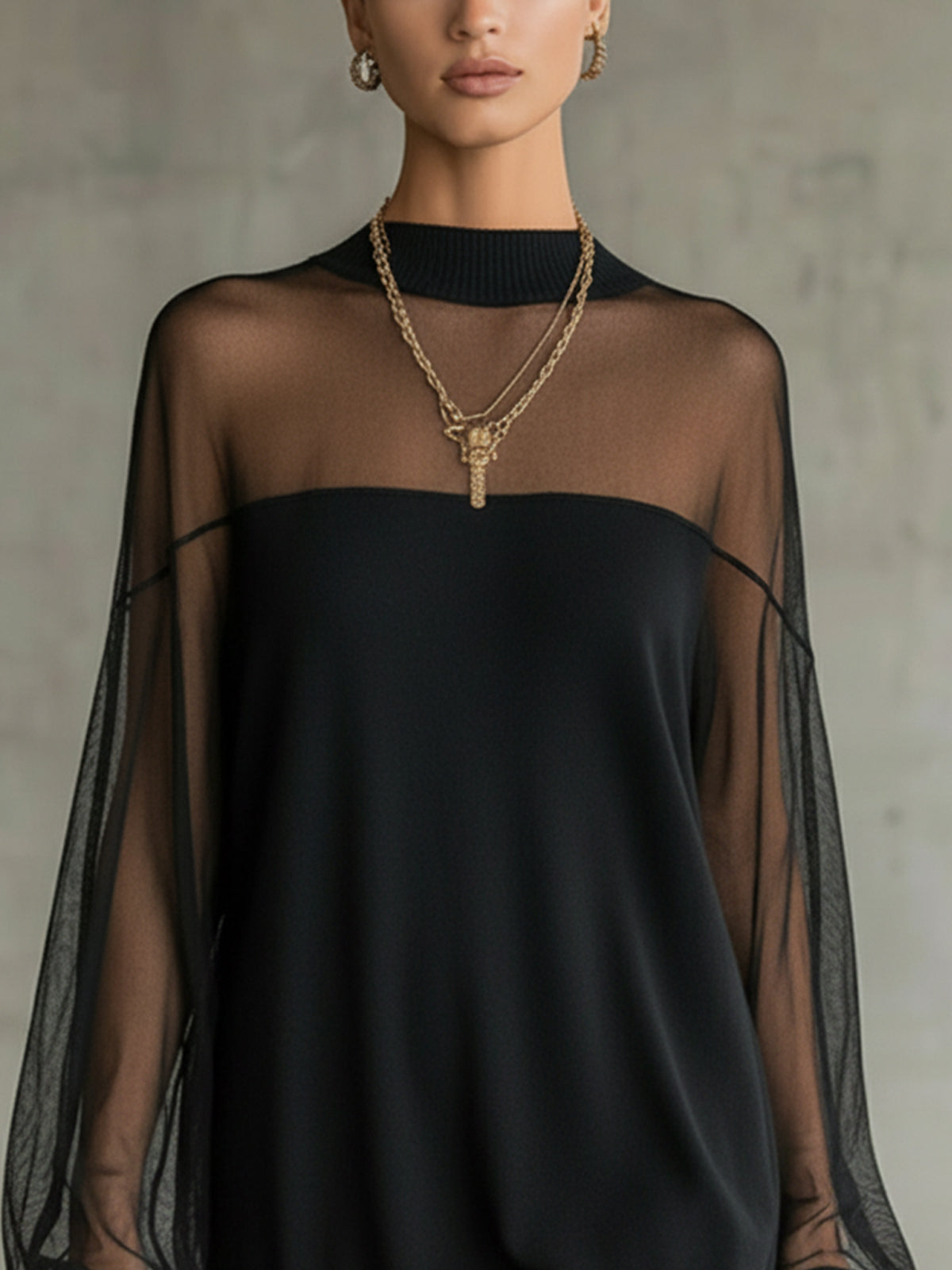 Amélie | Elegant Mesh Sleeve Dress