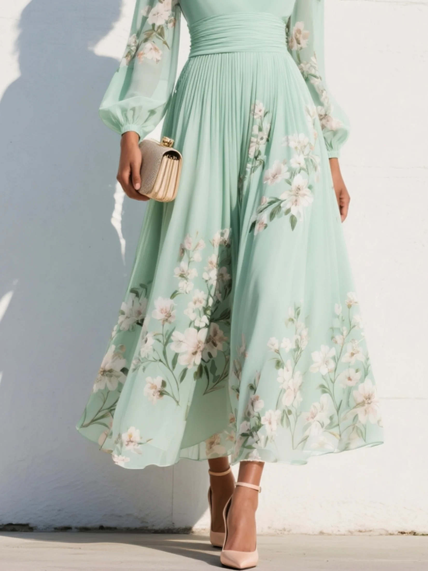 Maxi | Floral Pleated Maxi Dress